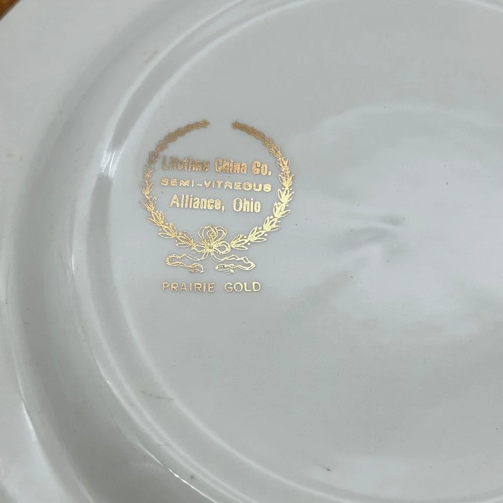 Lifetime China Co Prairie Gold Wheat Dinner Plates Set of 2 Semi-Vitreous MCM